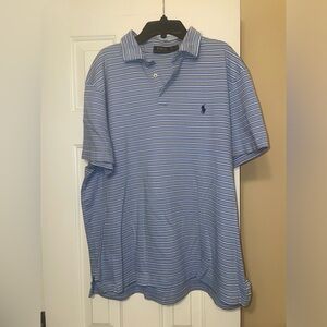 Polo Ralph Lauren Mens XXL Blue/Brown Striped Polo